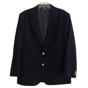 VTG 80s Brooks Brothers Navy Blue Pure Wool Blazer Mens 42R 2 Button Single Vent